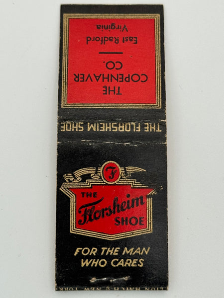 "The Copenhaver Co. / The Florsheim Shoe" East Radford, VA Vintage Feature Matchbook