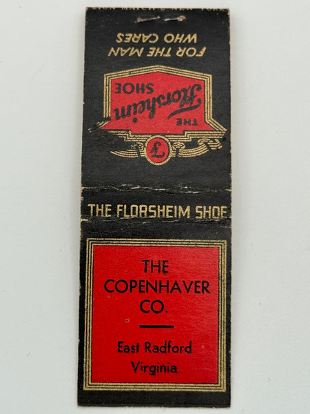 "The Copenhaver Co. / The Florsheim Shoe" East Radford, VA Vintage Feature Matchbook
