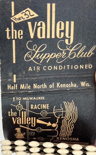 "The Valley Supper Club" Kenosha, WI Vintage Feature Matchbook