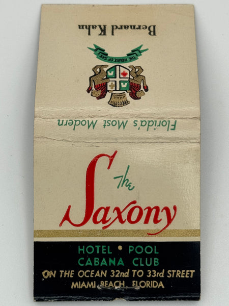 "The Saxony / Bernard Kahn" Miami Beach ,FL Vintage Feature Matchbook