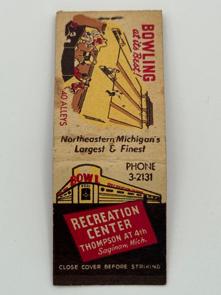 "Recreation Center" Saginaw, MI Vintage Feature Matchbook