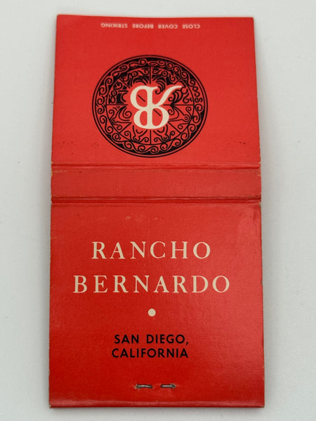 "Rancho Bernardo" San Diego, CA Vintage Feature Matchbook