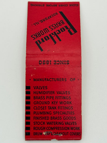 "Rockford Brass Works" Rockford, IL Vintage Feature Matchbook