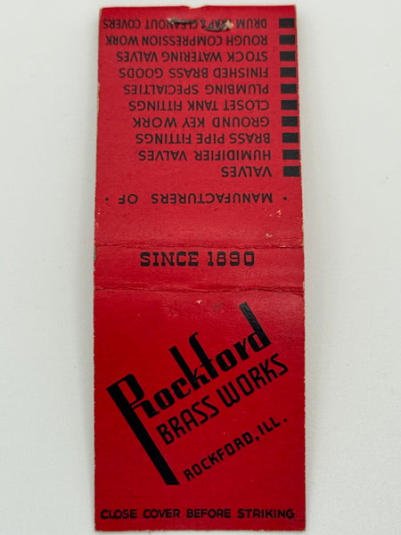 "Rockford Brass Works" Rockford, IL Vintage Feature Matchbook