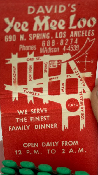 "Yee Mee Low" Los Angeles, CA  Vintage Feature Matchbook