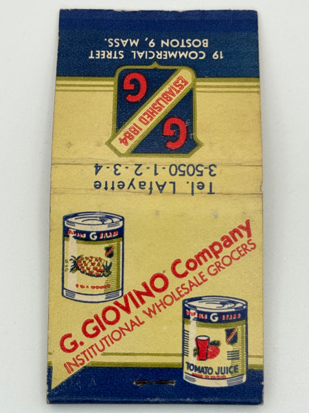 "G. Giovino Company" Boston, MA Vintage Feature Matchbook