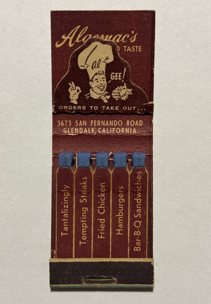 "Algemac’s" Glendale, CA Vintage Feature Matchbook with a Pop-Up Display