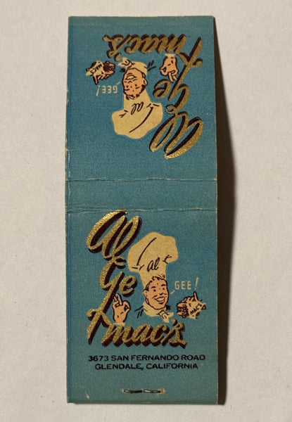 "Algemac’s" Glendale, CA Vintage Feature Matchbook with a Pop-Up Display