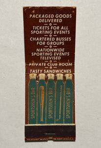 "Sportsman's Bar" Pennsauken, NJ Vintage Feature Matchbook