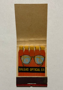 "Dallas Optical Company" Vintage Feature Matchbook