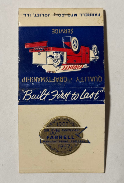 "Farrell Manufacturing Company" Joliet, IL Vintage Feature Matchbook