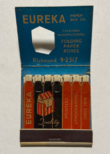 "Eureka" Los Angeles, CA Vintage Feature Matchbook with a Knot-Hole Cover