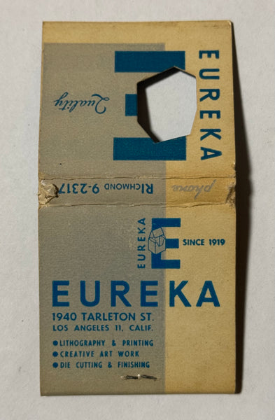 "Eureka" Los Angeles, CA Vintage Feature Matchbook with a Knot-Hole Cover