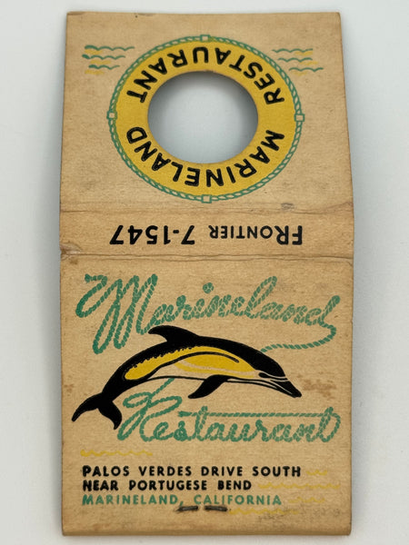 "Marineland Restaurant / Porpoise Room" Marineland, CA Vintage Feature Matchbook with a Knot-Hole Cover!