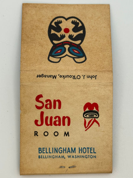 "San Juan Room" Bellingham, WA Vintage Feature Matchbook