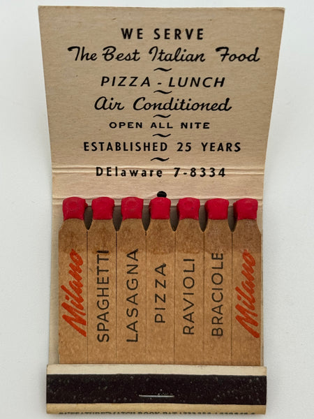 "Milano" Chicago, IL Vintage Feature Matchbook