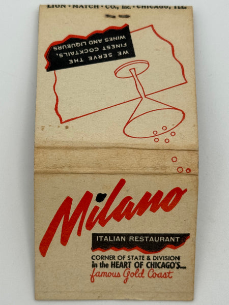 "Milano" Chicago, IL Vintage Feature Matchbook