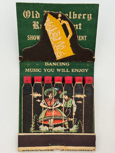 "Old Heidelberg Restaurant" Hallandale, FL Vintage Feature Matchbook with a Pop-Up Display!
