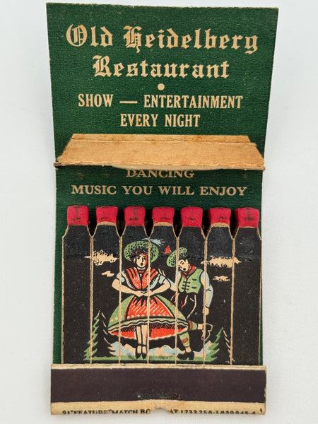 "Old Heidelberg Restaurant" Hallandale, FL Vintage Feature Matchbook with a Pop-Up Display!