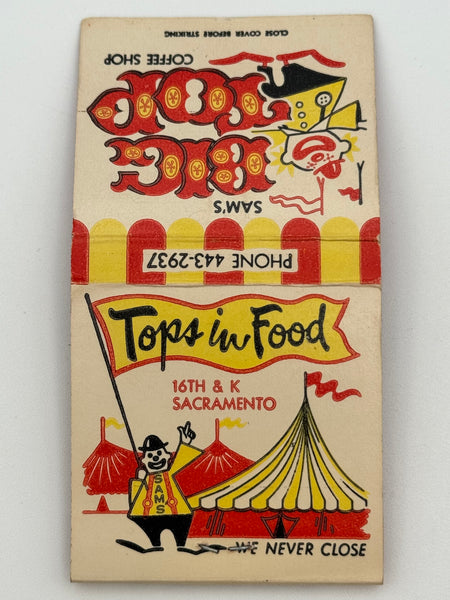 "Sam’s Big Top" Sacramento, CA Vintage Feature Matchbook