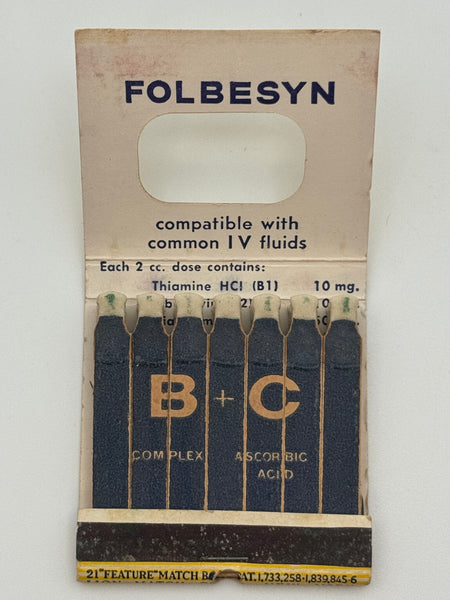 "Lederle / Folbesyn" Vintage Feature Matchbook with a Knot-Hole Cover!