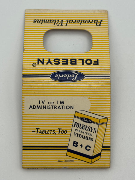 "Lederle / Folbesyn" Vintage Feature Matchbook with a Knot-Hole Cover!