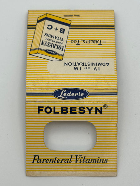 "Lederle / Folbesyn" Vintage Feature Matchbook with a Knot-Hole Cover!