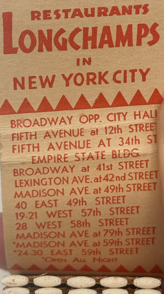 Lot of 2 "Longchamps" NYC, NY Vintage Feature Matchbook