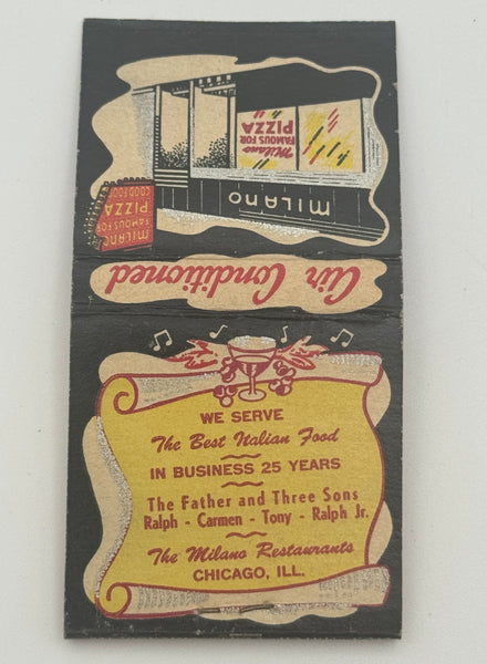 "Milano Restaurant" Chicago, IL Vintage Feature Matchbook