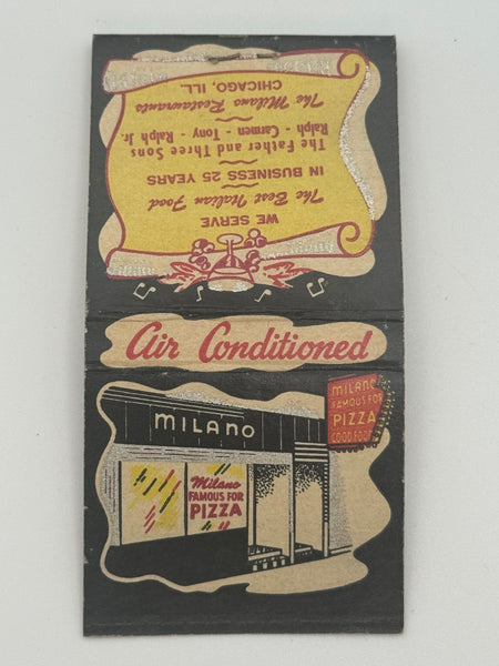 "Milano Restaurant" Chicago, IL Vintage Feature Matchbook