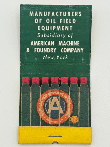 "American Iron & Machine Works Co., Inc." Oklahoma City, OK Vintage Feature Matchbook