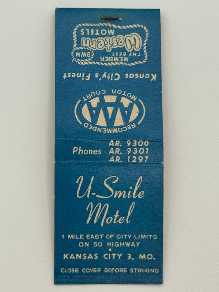 "U. Smile Motel" Kansas City, MO Vintage Feature Matchbook