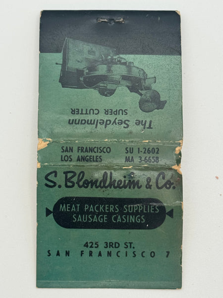 "S. Blondheim & Co."  San Francisco / Los Angeles, CA Vintage Feature Matchbook