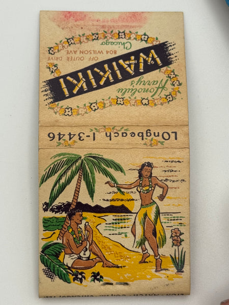 "Waikiki" Chicago, IL Vintage Feature Matchbook