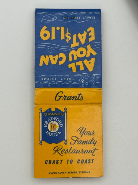 "Grants Bradford House" Vintage Feature Matchbook