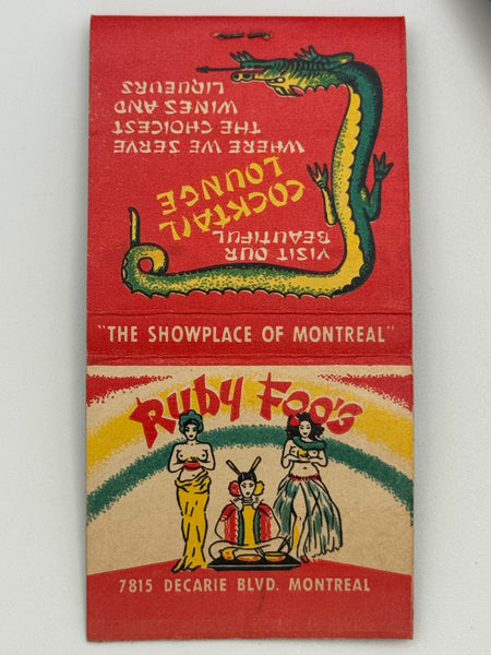 "Ruby Foo’s" Montreal, CN Vintage Feature Matchbook