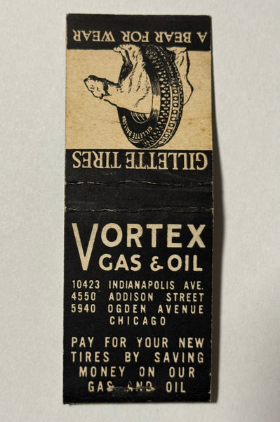 "Vortex Gas & Oil" Chicago, IL Vintage Feature Matchbook