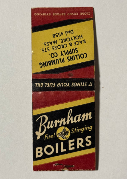 "Burnham Boilers" Holyoke, MA Vintage Feature Matchbook with a Pop-Up Display!