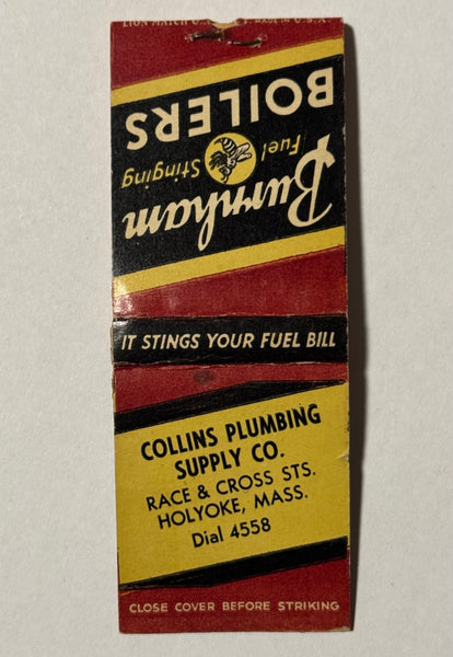 "Burnham Boilers" Holyoke, MA Vintage Feature Matchbook with a Pop-Up Display!