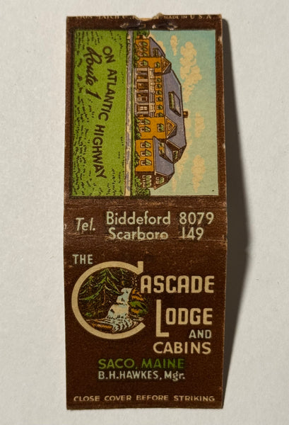 "Cascade Lodge and Cabins" Saco, Maine Vintage Feature Matchbook