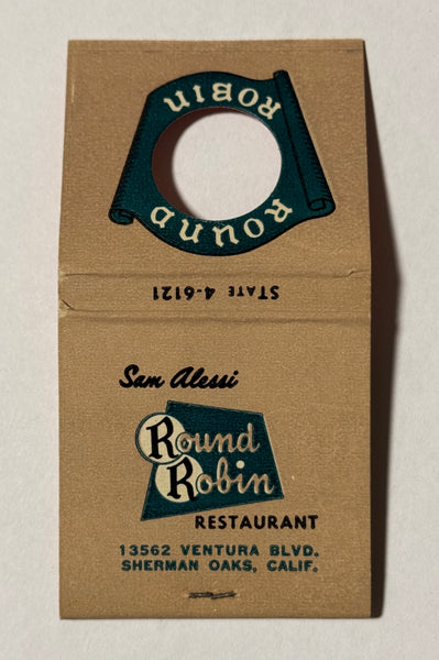 "Round Robin Restaurant" Sherman Oaks, CA Vintage Feature Matchbook with a Knot-Hole Cover