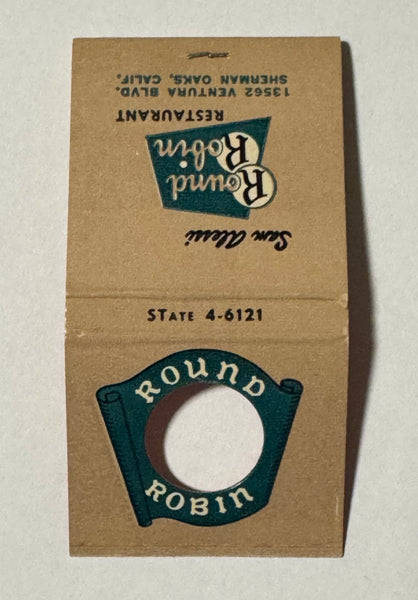 "Round Robin Restaurant" Sherman Oaks, CA Vintage Feature Matchbook with a Knot-Hole Cover