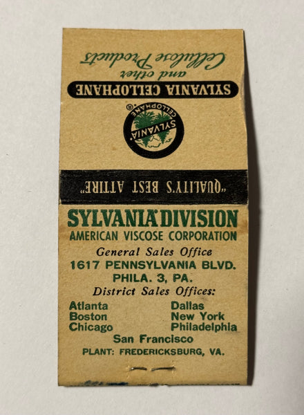 "Sylvania Cellophane" Phila, PA Vintage Feature Matchbook