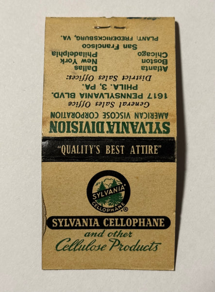 "Sylvania Cellophane" Phila, PA Vintage Feature Matchbook