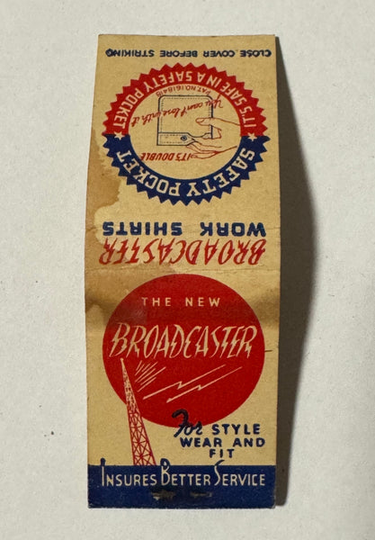 "Broadcaster Work Shirts" Vintage Feature Matchbook