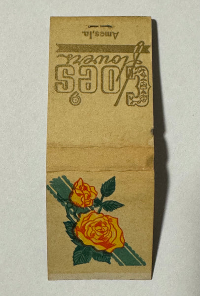 "Coe’s Flowers" Ames, IA Vintage Feature Matchbook with a Pop-Up Display!