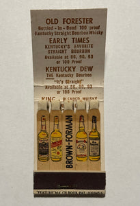 "Brown-Forman Bourbon Whiskey" Vintage Feature Matchbook