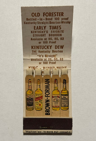 "Brown-Forman Bourbon Whiskey" Vintage Feature Matchbook