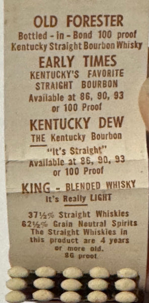 "Brown-Forman Bourbon Whiskey" Vintage Feature Matchbook