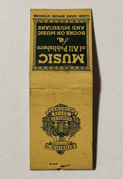 "G. Schirmer Music Company" Cleveland, OH Vintage Feature Matchbook